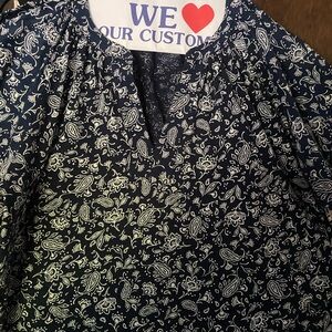 LOFT Navy Blue Floral Blouse